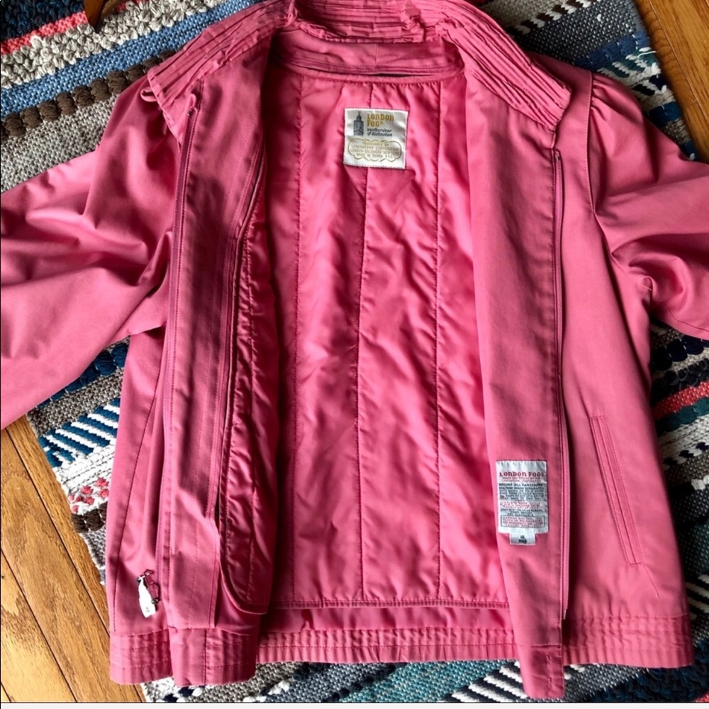 Vintage 80s London Fog Pink Collared Bomber Jacket - Picture 6 of 8